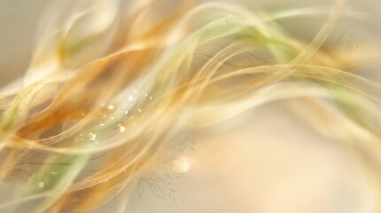 Vibrant abstract waves with golden light and water droplets