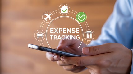 Obraz premium Expense tracking and personal finance management on mobile 