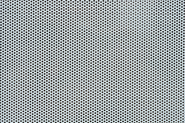 A gray perforated window sticker with a dense pattern of small circular holes designed for one way vision and solar protection
