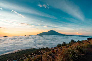 Kintamani volcano in the morning, viewed from Penelokan is a popular sightseeing destination in Bali's central highlands, Indonesia. © Konstantin