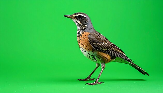 Elegant Rufous-backed Sibia bird perched against a vibrant green backdrop.