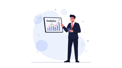 Businessman presenting analytics chart on tablet, growth concept