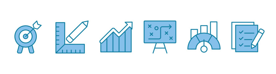 KPI Banner Concept with Icons. Key Performance Indicators use Business Intelligence metrics to measure achievement versus planned targets.