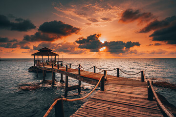 Obraz premium landscape with sea sunset on beach