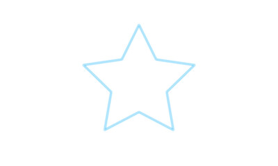 Neon glowing blue star frame isolated on transparent background. Realistic neon light with shining glow effect. Vector design element for overlay, logo, sign, PNG