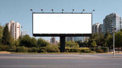 Large blank billboard mockup for advertisement on a city street side