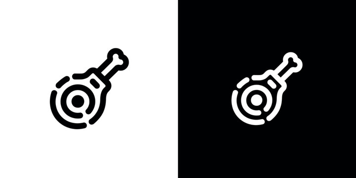 Black and white minimalist of a drumstick with a target symbol