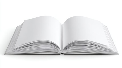 Fototapeta premium Open blank book with empty white pages isolated on white background