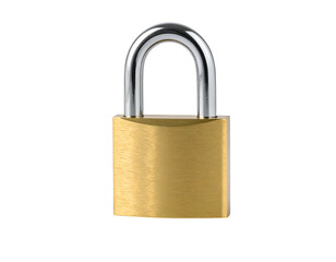Fototapeta premium Golden padlock with silver shackle on black background