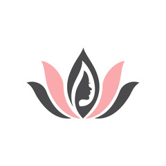 Obraz premium Woman Face Lotus Flower Logo Design.