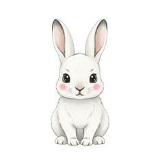 Obraz premium Cute Adorable White Baby Rabbit Sitting and Looking Forward with a Gentle Sweet Expression Full View