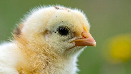 Close-up of a Fluffy Yellow Chick with a Soft Focus Background.
