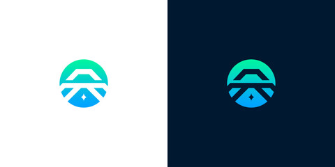 Modern Abstract Circular Logo Design with Blue and Green Gradient
