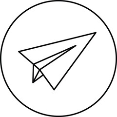 Paper plane symbol inside circle frame