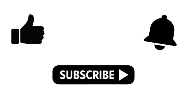 Minimal Subscribe Like and Notification Bell Icons on White Background