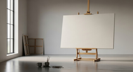 Canvas on Easel in Bright Studio