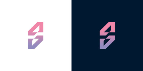 Modern abstract letter S logo design with gradient color palette and minimalist aesthetic on white and dark backgrounds