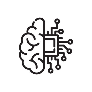Artificial intelligence chip. This is a vector single icon with a dashed line style. It is suitable for any purpose, such as website design, mobile app design, logo design, etc