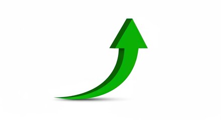 Green Upward Arrow Symbolizing Growth, Success and Positive Trend
