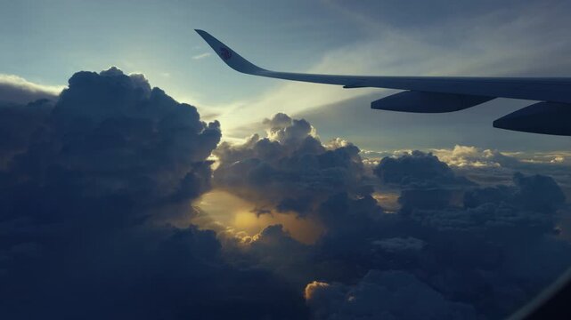 Peaceful cloud view from a plane, showing nature from an aerial perspective.