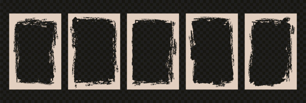 Snowy grunge graffiti photo frame set with spray paint borders and torn rough edges. Vintage textured templates perfect for social media posts, posters and urban style photo designs.