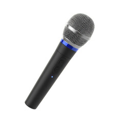 Modern Black Microphone with Blue Accents and Mesh Head