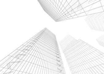 Fototapeta premium Modern building architecture 3d illustration