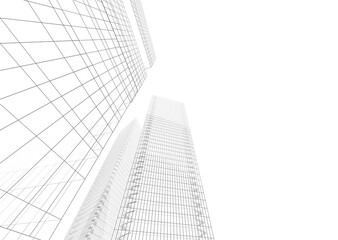 Fototapeta premium Modern building architecture 3d illustration