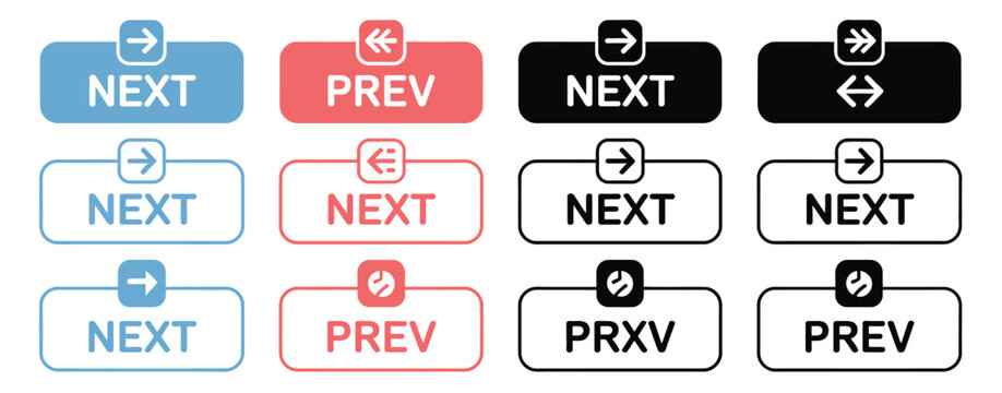 Next And Previous Button Vector Design, Web Arrows Representing Prev And Next Navigation
