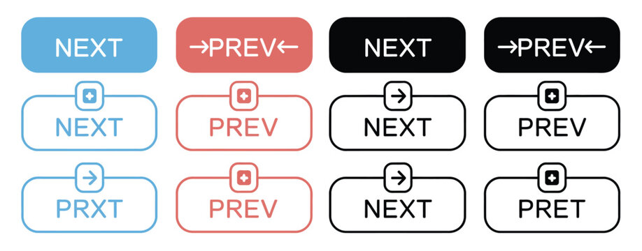 Next And Previous Button Vector Design, Web Arrows Representing Prev And Next Navigation