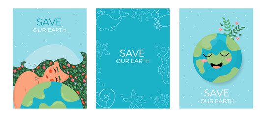 Save Our Earth Poster Set for Environmental Awareness and Sustainability Campaigns
