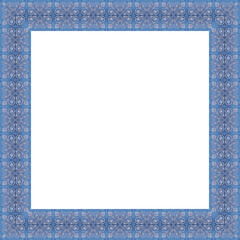 Blauer  quadratischer Holzrahmen mit wei&szlig;en Hintergrund