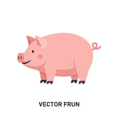 Fototapeta premium Pink Pig Illustration on White Background