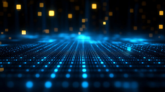 Blue Digital Light Grid Pattern Technology.