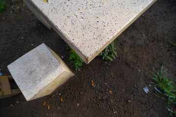 concrete blocks on the ground