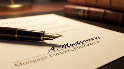 A close-up shot of a legal document, with a fountain pen resting elegantly upon the signed agreement, symbolizing trust and commitment.