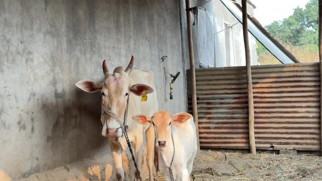 Indian Cow Standing Peacefully in Village &ndash; Rural Life Scene
