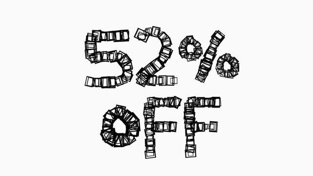 Black 52 Percent Off Animation On White Background For Sale And Business Concept
