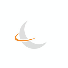 Abstract Grey Crescent Shapes with Orange Swoosh Design Element