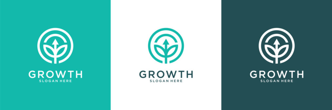 Tree growth logo design inspiration. Abstract tree shape logo usable for business, eco and nature.