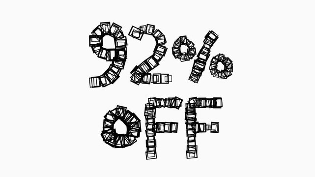Black 92 Percent Off Animation On White Background For Sale And Business Concept
