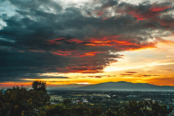 Beautiful view from Thailand temple on Chiang mai city on nature background Chiang mai, Thailand 4K