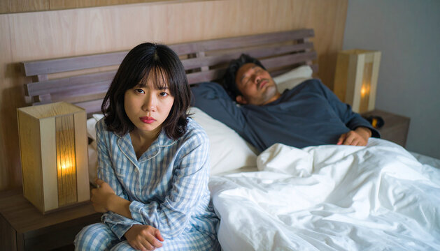 寝室で怒っている妻