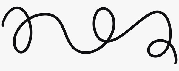 Abstract scribble line, wavy stroke. Freeform squiggles and brush marks for highlights, underlines, accents, typography decoration and expressive graphic design. Line squiggle cable © bosotochka