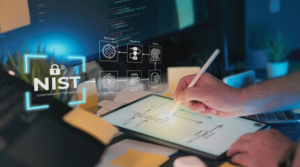 NIST cybersecurity framework for digital innovation and risk management © animonday