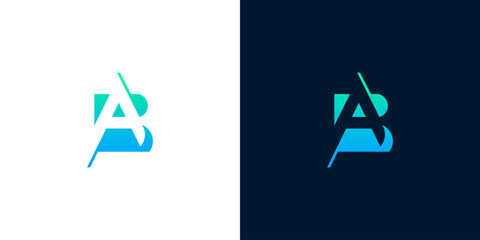 Modern Abstract Letter AB Logo Design with Gradient Colors on White and Dark Backgrounds