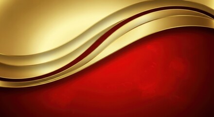 Elegant golden wave design over a deep red backdrop; evoking luxury and prestige