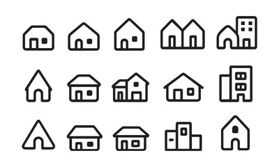 Fototapeta premium Residential Building Architecture Vector Icon Set