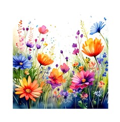 Karte oder Poster Blumenwiese bunt romantisch