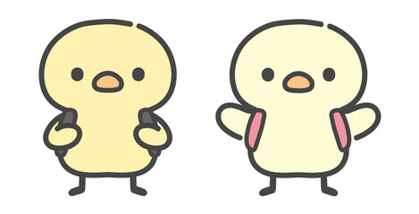 ランドセルを背負ったひよこの手書きイラスト　新生活・入学 © Nitomaru